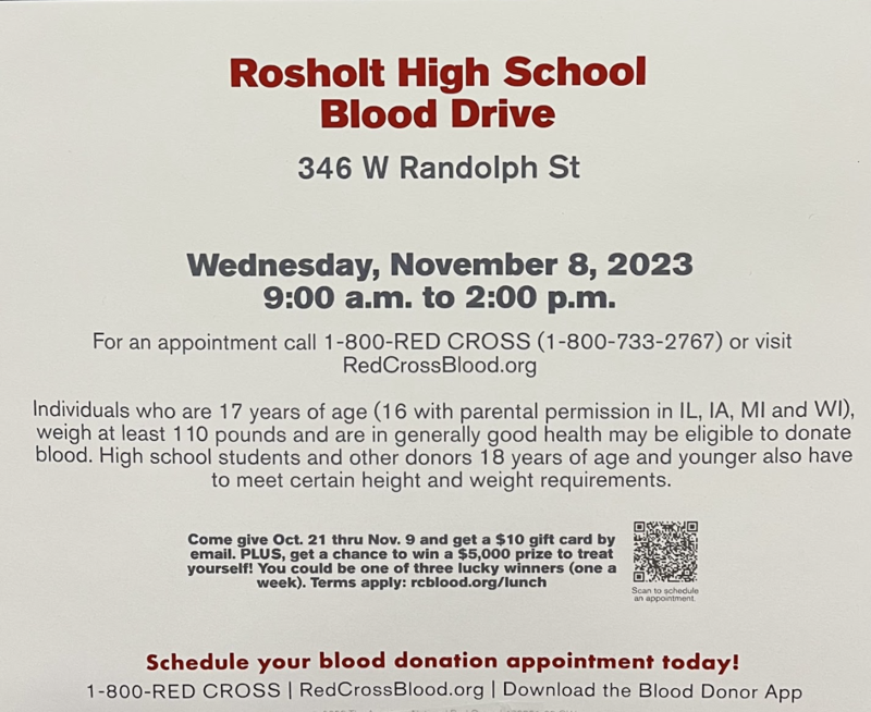Rosholt High School Blood Drive Rosholt School District